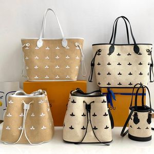 Sac de paille sac fourre-tout design femmes sacs à main mode sac à bandoulière fashion dames sac de godet de haute qualité portefeuille M22838 Uhbog