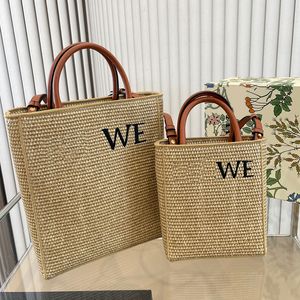 Bolso de paja, bolso de mano, bolso cruzado, bolsos de hombro para mujer, bolsillo interno con cremallera, paquete de compras con letras bordadas