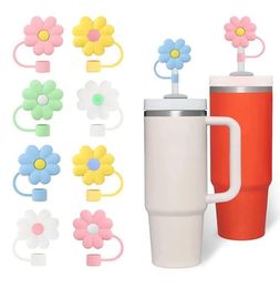 Cubierta de paja para vaso de 30 y 40Oz, tapas protectoras de paja con flores, bonitas tapas protectoras de paja de silicona para vasos con pajita de 10mm, accesorios