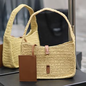 Straw Designer Bag Underarm Hobo Bag Beach Bag Designers Purse Mirror Quality Bags Vrouwen Schoudertassen Topkwaliteit Luxe Hand Geweven Lafite Koeienhuid Card Coin Bags