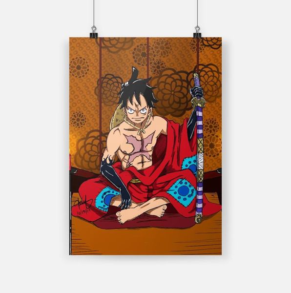 Chapeau de paille Luffy une pièce Anime toile affiche peinture mur Art décor salon chambre étude décoration de la maison Prints6057957