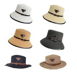 Sombreros de paja para hombres sombrero de cubo casquette diseñador sombreros mujer triángulo sólido triángulo cappello moderna masa tapa de playa luxe beige ga0132 h4