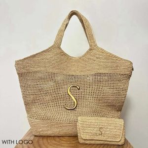 Straw Icare Raffia's Designer Handgebrachte tas Handtas Grote capaciteit Tote voor vrouwen strandreizen zomervakantie hoogwaardige schouder boodschappentassen s s