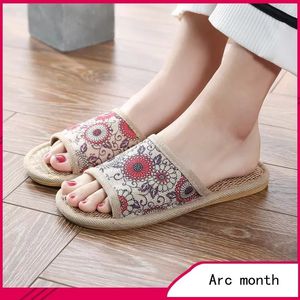 Stromatten Sandalen Thuis Schoenenslippers Zomer Chinese stijl Bamboe Rotan Linnen Indoor Anti-Proof Slippers Cool In Voor Mannen En Vrouwen