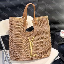 Sac de Shopping en paille pour femmes, sacs à main de styliste tissé doux et décontracté, fourre-tout en Y, sacs à bandoulière, grand panier en raphia, sac de paille