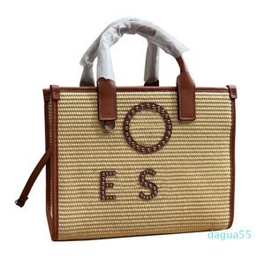 Sac fourre-tout de paille pour femmes sacs de grande capacité sacs de voyage de voyage Sac de plage de plage poignée en cuir bracelet réglable