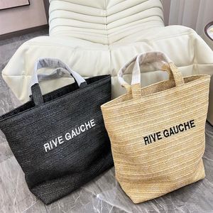 Sacs fourre-tout en paille pour femmes pochette de shopping Laday RIVE GAUCHE sac de plage à bandoulière pochette fourre-tout sac à main tissage lettres grande capacité Summ223B