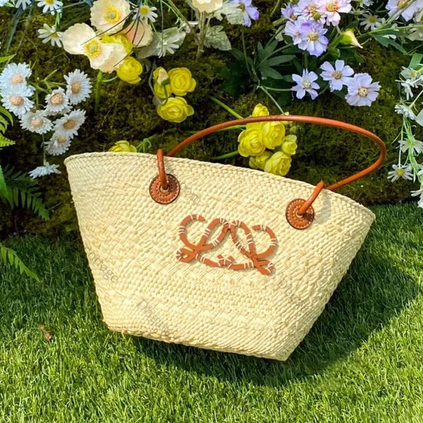 Tissage de paille Raphia Anagram Tote Shopper Sac de plage Designer de luxe Voyage Femmes Hommes Pochettes Cross Body Basket Totes Sac à main Sacs à bandoulière