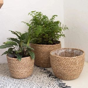 Stroweven Bloemplant Pot Basket Gras Planter Mand binnen Buiten Bloempot Cover Plant Containers voor plantbare planten 240409