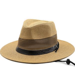 Chapeau de Cowboy occidental en paille fait à la main, chapeaux de soleil en feutre de plage, casquette d'été pour hommes et femmes, casquette à bord, Protection solaire, chapeaux unisexes