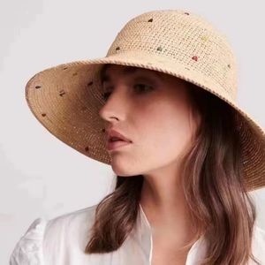 Chapeaux de bord large paille fille lafite herbe à main braidered tising big eaves avant protection du soleil