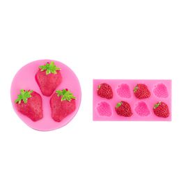 Moule de cuisson aux fraises en silicone 3D Cupcake Moule à fraises Moule à fondant en silicone aux fraises pour bricolage Topper Décoration de gâteau au chocolat 122180