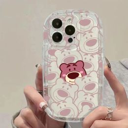 Strawberry Bear Anime Clear Clear TPU Case pour Oppo Reno 7 8 5 Lite 10 Pro 8Z 5Z 6 4 8T 5G 7Z 6Z Find X5 Pro X3 Lite Cover