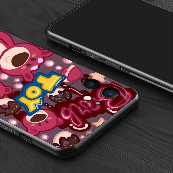 Étui à Strawberry Bear Lotso pour Apple iPhone 13 11 Pro Max 14 12 Mini 7 8 plus SE XS XS XR 6S 5S 5S TPU Black Mobile Phone Cover