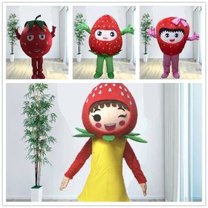 Aardbei Cartoon Mascotte Kostuum Blueberry Anime Character Hoofddekking Jurk Fruit Halloween Christmas Parade Pakken Outfit