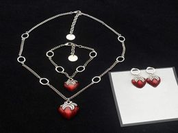 Клубничное эмалированное ожерелье, браслет, серьги с двойной буквой, металлическая цепочка, ювелирные наборы, милые вечерние подвески, шпильки8904529
