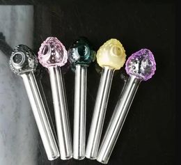 Accesorios para bongs de vidrio con olla de cabeza de fresa ﾠ, pipas para fumar de vidrio coloridas mini multicolores Pipas de mano La mejor cuchara de vidrio