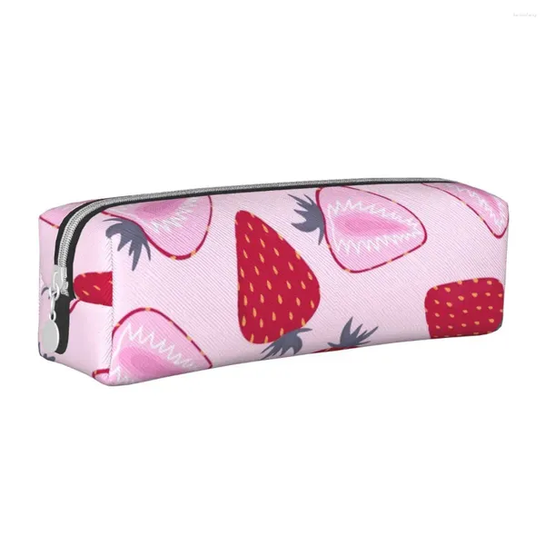 Amour de fraises kawaii crayon rose mignon coffre à fruits enclos stylo grand sac de rangement sac fournit des cadeaux de papeterie