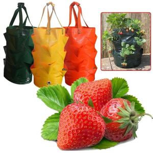 Sac de culture de plantation de fraises, sac de conteneur multi-bouche de 3 gallons, pochette de plantation de racine de bonsaï, Pot de plante, fournitures de jardin W22739