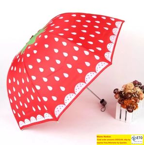 Aardbei-paraplu's creatieve lange handlede handmatig regenval Sunshade paraplu's aardbeienpatroon regen paraplu