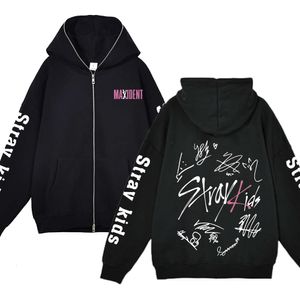 Verdwaalde kinderen jas met volledige ritssluiting Kpop vijfsterren hoodies hiphop streetwear Haruku Straykids print sweatshirts rits hoodie unisex