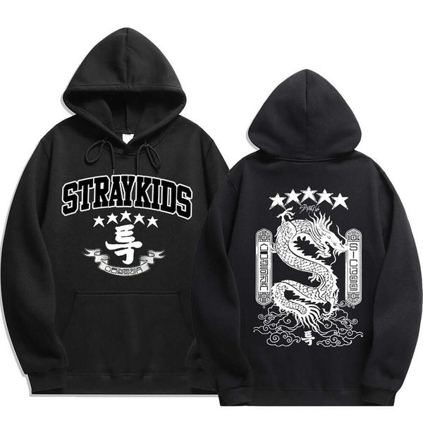 Stray Kids-sudaderas con estampado de dragón de cinco estrellas para hombre y mujer, ropa informal estilo Hip Hop, Sudadera con capucha de lana, Jersey informal de gran tamaño