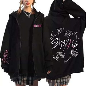 Stray Kids Kpop Maximent print hoodie met rits Koreaanse stijl Y2