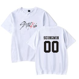 T-shirt pour enfants Stray Skz Seungmin Woojin Felix Hyunjin Jeongin Minho Straykids T-shirts hommes Femmes de style coréen