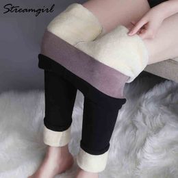 Streamgirl 6% Spandex Winter Warm Leggings Mujeres Tallas grandes Cintura alta Fleece Legins Black Slinny Women's Thick Velvet Leggings 201027