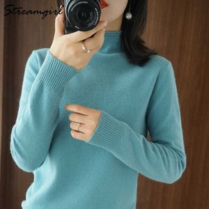 Streamgirl trui vrouwen vintage trui lente winter halve coltrui vrouw truien retro groene warme gebreide vrouwen jumper x0721