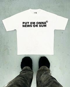 Calle americana hip hop vintage ametralladora alfabeto Camiseta de gran tamaño para hombres Y2K Harajuku Fashion Goth Style Shirt 240430