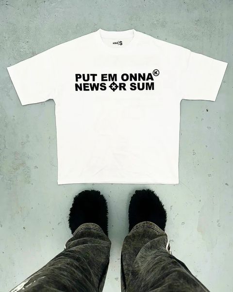 Street American Hip Hop Vintage Machine Gun Alphabet Print T-shirt surdimensionné pour les hommes Y2K HARAJUKU FOLM Goth Style Shirt 240401