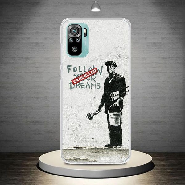 Street Art Banksy Graffiti Téléphone Shell pour Xiaomi Redmi 10 10A 12 12C 9 9A 9C 9T 10C 8 8A 7 7A 6A 6 PRO K20 K30 K40