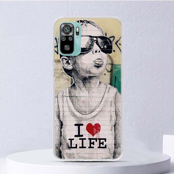 Street Art Banksy Graffiti Case souple pour Xiaomi Redmi Note 11S 10S 12 11 10 COUVERTURE TÉLÉPHONE 11T 11E Pro Plus 9 9S 8 8t 9t 7 Shell