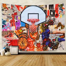 Street Basketball Tapestry dunk Graffiti Graffiti Hip Hop Hop Hippie Mur suspendu Tapestry Boy Salon Chambre Decor Party