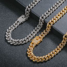 Chaîne cubaine de rue pleine de diamants, bracelet en acier titane brut pour hommes et femmes, collier de cou en diamant rouge hip hop rap