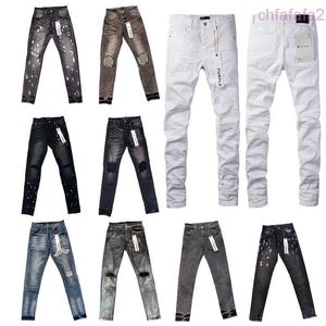 Street Fashion Designer Purple Jeans Boutons Men Fly Black Stretch Elastic Skinny Ripped Jeans Pantalon Hip Hop Brand pour femmes Pantalon noir blanc GX41 0EG0