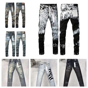 Designer paarse jeans Heren Jeans Denim broek broek Mode Distressed Ripped Bikers Womens Denim cargo voor heren zwarte broek