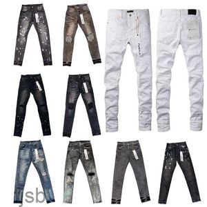 Street Fashion Designer jeans violet hommes boutons Fly noir Stretch élastique maigre déchiré Jeans boutons Fly Hip Hop marque pantalon jeans pour femmes pantalon noir blanc