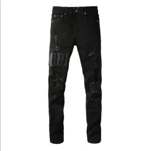 Diseñador de moda de la calle Púrpura Hombres Negro Estiramiento Elástico Flaco Jeans rasgados Botones Fly Hip Hop Pantalones de marca para mujeres Blanco 2 SABF