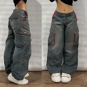 Jeans de sacs de poche de la mode de la rue pour hommes et femmes Y2K Hip Hop Harajuku Casual Gothic haute taille