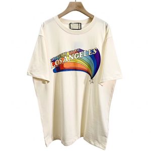 22SS Rainbow Print Design T-shirt High Street Tee Tee Spring Summer Fashion Skateboard Men Women Tshirt