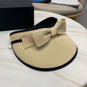 Große Bucket Hats mit Schleife im Design für Damen, Sonnenschutzkappen ohne Oberteil, tragbare Strand-Strohhüte für Damen