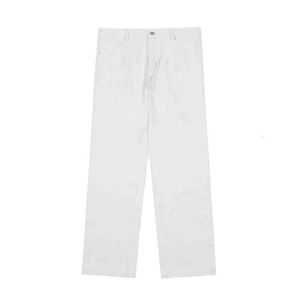 Straat hoge wraak geborduurde brief witte jeans ins heren en dames rechte broek