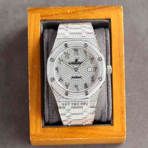 Straat hiphop modemerk stijl ingelegd 5a zirkoon waterdicht volledig diamanten horloge heren fijn staal mechanische pols