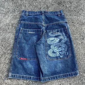 Street Hip-Hop Fashion Retro Jeans Men Y2K Carton Cartoon Shorts imprimés Lavage Brand Trends Pantalon Straight Pantal