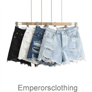 Street Instagram Trendy Industrie lourde personnalisée Broken Broken Trou Denim Shorts Summer Nouvelle fille épicée Sweet and Spicy Sexy Sexy Lam Leg Hot