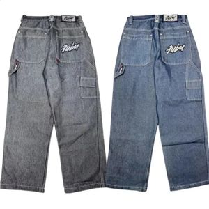 Jeans de rue pour hommes et femmes Y2K Harajuku lettres hiphop des années 90 brodées bleu rétro jeans amples pantalon taille haute gothique 240119