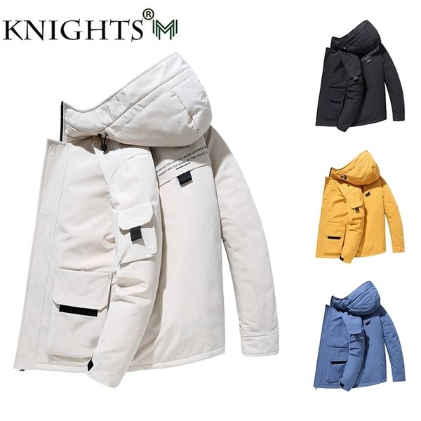 Street Knights Down Manteau Épaissir Veste Hommes À Capuchon Chaud Parka Manteau Blanc Canard Vers Le Bas De Haute Qualité Mâle Manteau D'hiver 211104