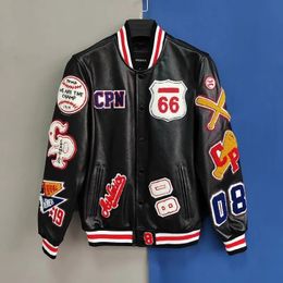 Veste et manteau brodés de lettres de rue pour hommes, uniforme de Baseball pour moto épissé Y2K Harajuku Hip Hop 240228